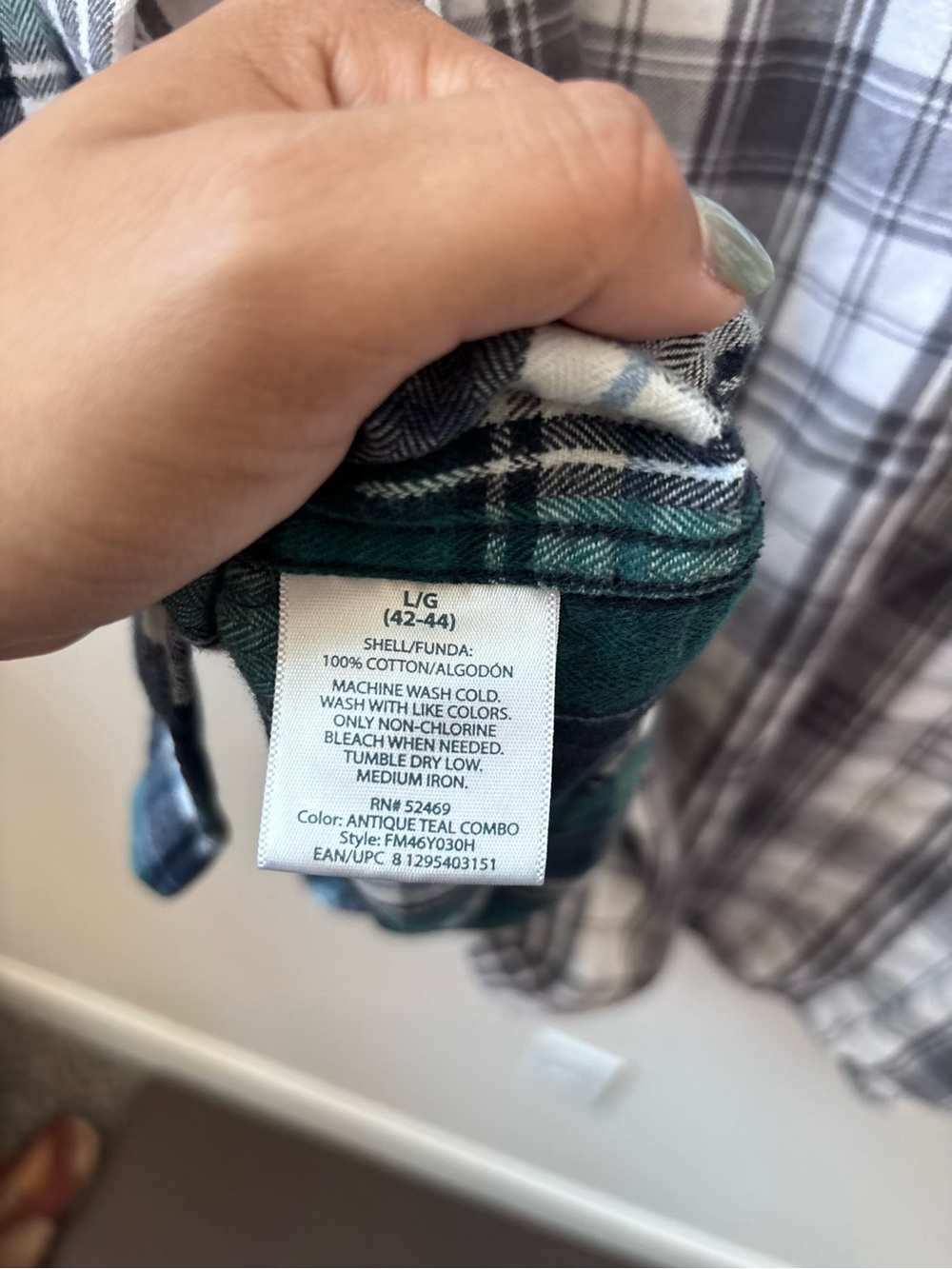 Faded Glory Teal Navy Plaid Flannel Shirt Size Large 14-16 - Picture 4 of 4